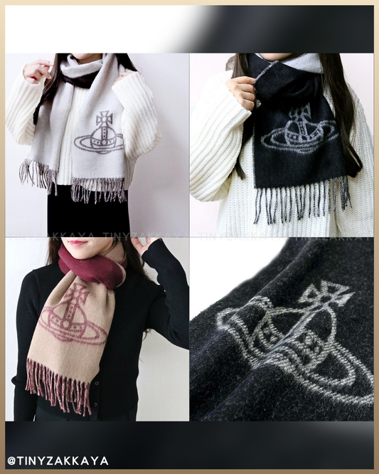 🇯🇵JAPAN ♥ Japan Edition Vivienne Westwood Double Logo Scarf Vintage Wool Double-Sided Scarf/Shawl \ 100% wool, warm and versatile /