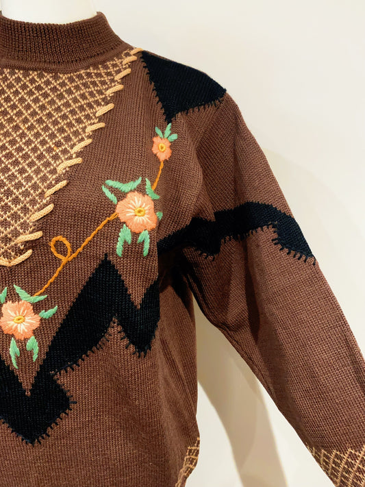🇯🇵Japanese Vintage|Vintage Clothes - Embroidered Floral Sweater 🔎 ss-vin390