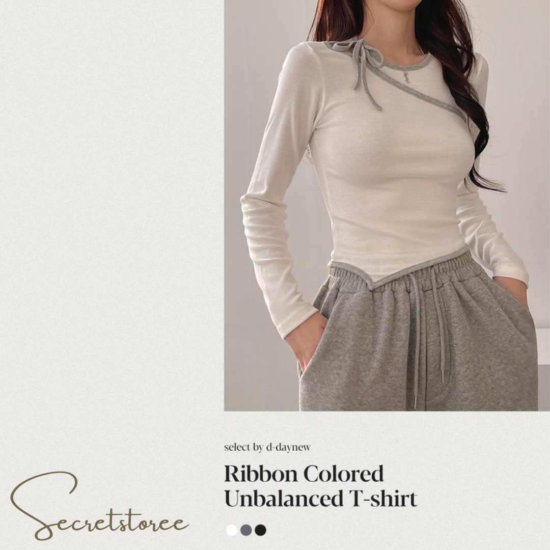 Diagonal Tie Bow Fake 2-Piece Top
 ★ Product Code 🔎 SS-sdwp1f26