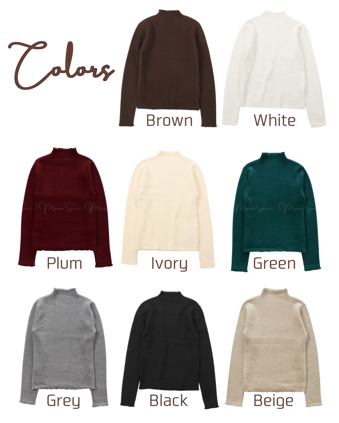 🇯🇵 JAPAN ♥ Ribbed High-neck Knit Sweater ♥ Ribbed Fleece Lined Knit Top 🔎 ɪᴛᴇᴍ ɴᴏ.： SS-jgru11520