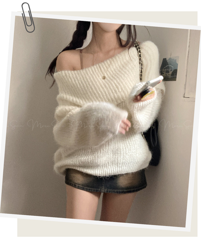 🇰🇷KOREA ♥ Baby Bed-In Boule Off-Shoulder Knit (3 colors) 🔎 ɪᴛᴇᴍ ɴᴏ.： SS-KSSNT33899