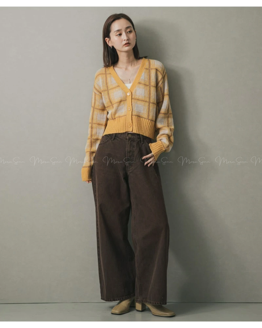 🇯🇵 JAPAN ♥ Mohair Check Cropped Cardigant 毛海格紋短版開襟衫 🔎 ɪᴛᴇᴍ ɴᴏ.： SS-jrqh1015