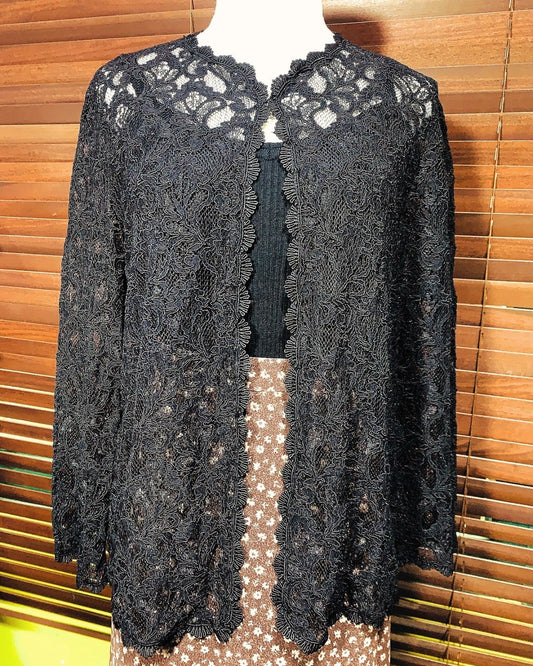 🇯🇵 日本古著 黑縷空蕾士外套 Vintage Black Classic Lace Cardigan🔎 ss-vin062
