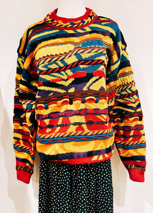 🇯🇵Japanese Vintage｜ VintageClothes - 
Vintage Melon-Patterned Sweater Notorious Sweater Coogi style 🔍ss-vin378