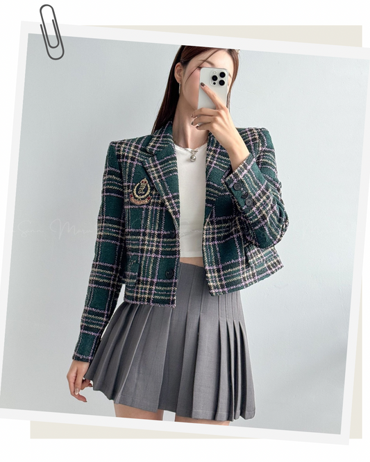 🇰🇷KOREA
♥ British Style Plaid Short Jacket SS-KSS99079410