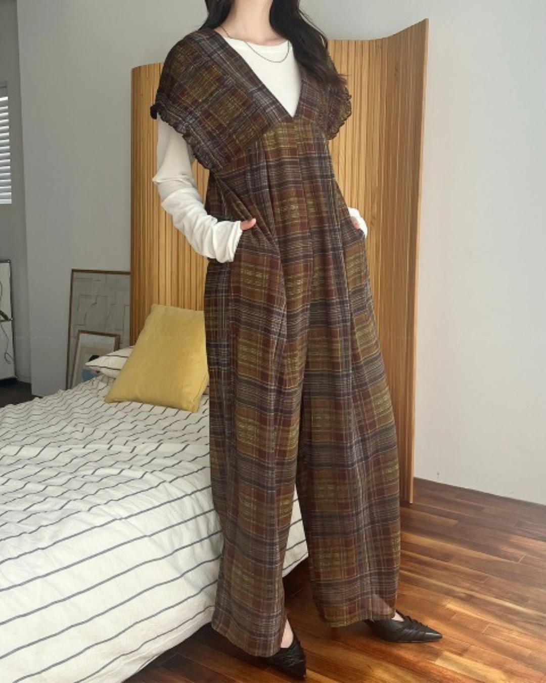 🇯🇵 JAPAN ♥ Rejoule Checkered Shirred Overalls ♥ Rejoule Checkered Shirred Overalls 🔎 ITEM NO: SS-JSR256510440