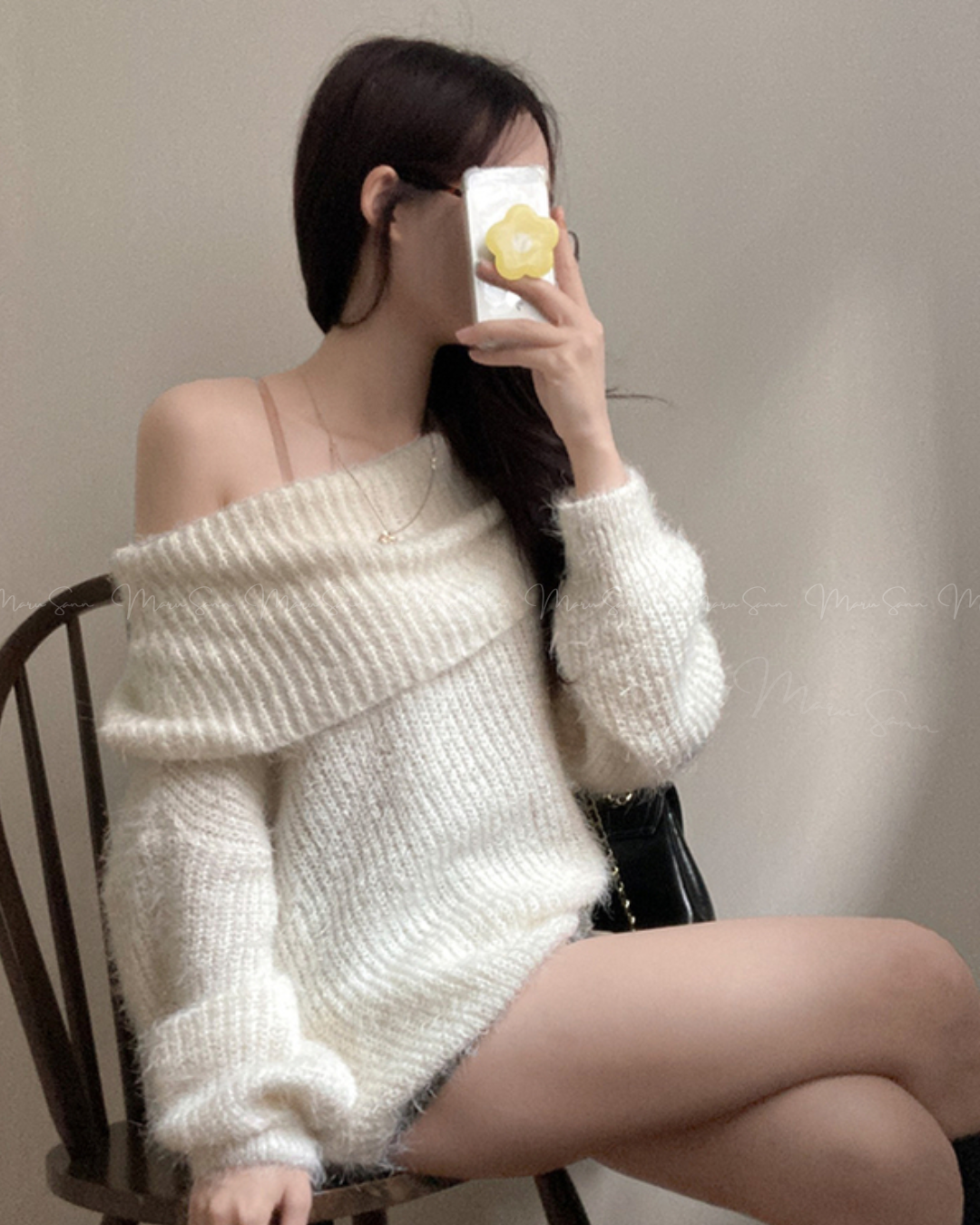🇰🇷KOREA ♥ Baby Bed-In Boule Off-Shoulder Knit (3 colors) 🔎 ɪᴛᴇᴍ ɴᴏ.： SS-KSSNT33899