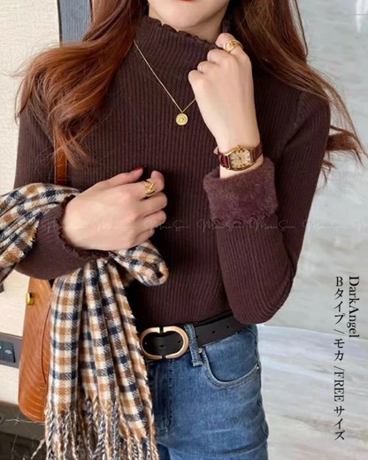 🇯🇵 JAPAN ♥ Ribbed High-neck Knit Sweater ♥ Ribbed Fleece Lined Knit Top 🔎 ɪᴛᴇᴍ ɴᴏ.： SS-jgru11520