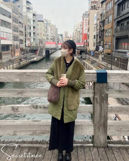 🇯🇵Japan｜3-way mixed material fur vest outer coat ★ SS-cc69208657