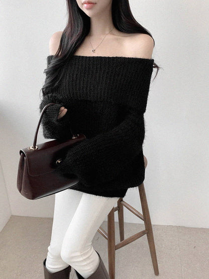🇰🇷KOREA ♥ Baby Bed-In Boule Off-Shoulder Knit (3 colors) 🔎 ɪᴛᴇᴍ ɴᴏ.： SS-KSSNT33899
