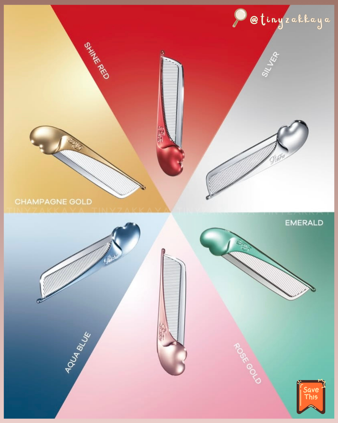 🇯🇵Japan ♥ ReFa HEART COMB Aira 
Foldable Anti-Static Heart-Shaped Bangs Comb \ Easily detangles bangs and small, fine hairs /