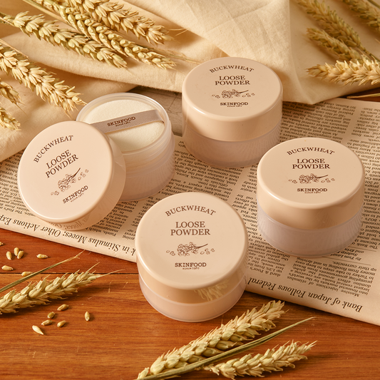 🇰🇷韓國｜集遮瑕、控油、磨皮效果於一身LM平替多用途碎粉｜SKINFOOD 小麥持久定妝有色碎粉 Buckwheat loose powder