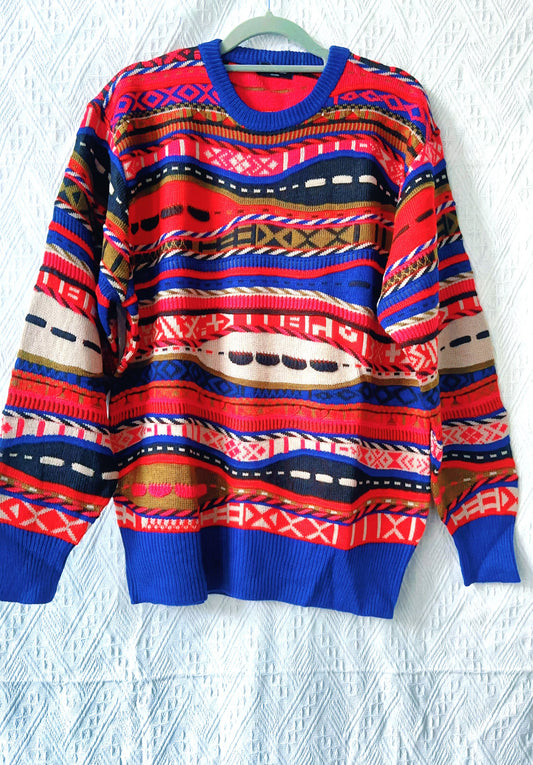 🇯🇵Japan Vintage｜VintageClothes - Totem Bitter Melon Pattern Sweater 🔎 ss-vin384
